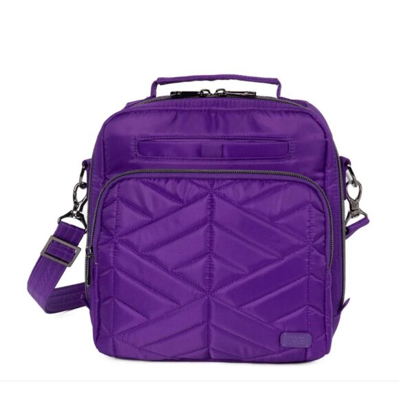 Lug Ranger 2 Crossbody Bag Grape Purple with Neon Multi-Colored Striped Interior - Picture 1 of 12